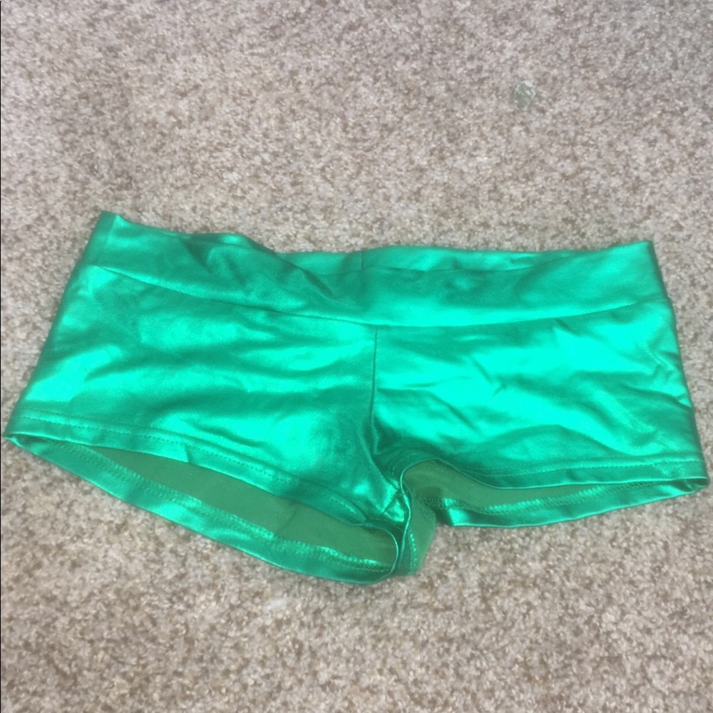 Metallic rave booty shorts green